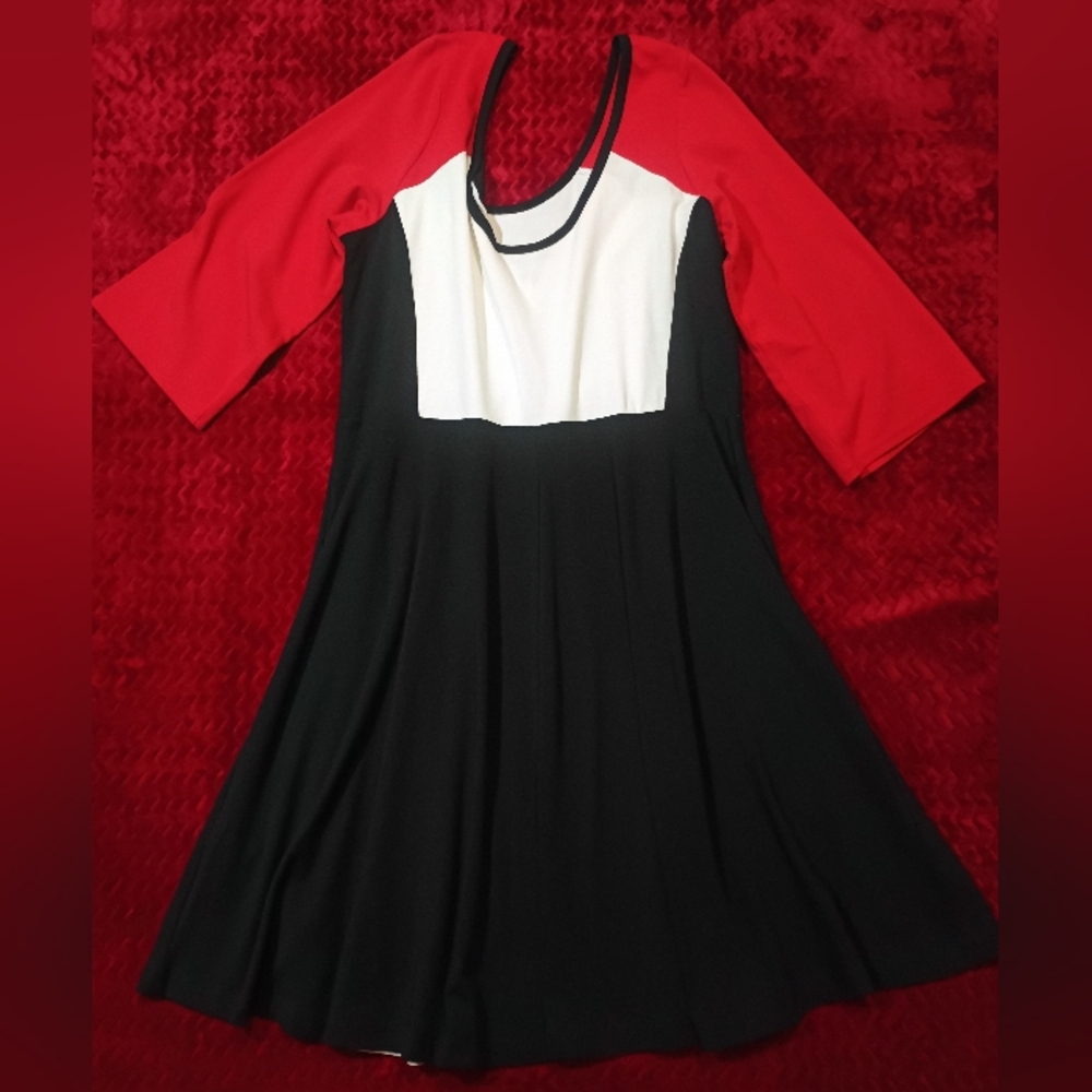 Express Red and Black Pleated A-Line Dress(Excellent Condition)